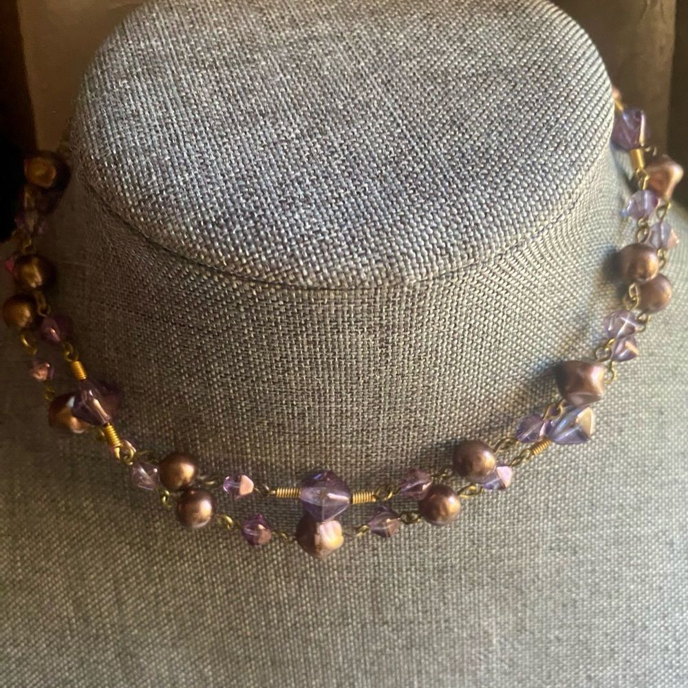 Vintage Givenchy Amethyst & Pearl Necklace